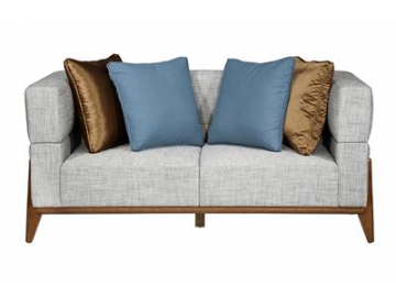 Sofá de tela con marco de madera de caucho