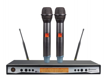 Sistema de micrófono inalámbrico de mano de diversidad de antena de 2 canal UHF UR-111D