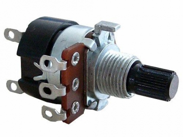 Potenciómetro con switch 17mm de eje metal, 500 ohm, WH168