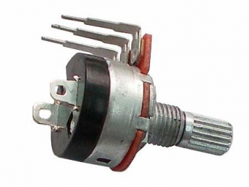 Potenciómetro con switch 16mm de eje metal, 500 ohm, WH148-K2-4