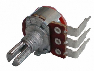 Potenciómetro con switch 16mm de eje metal, 500 ohm, WH148-K4-4