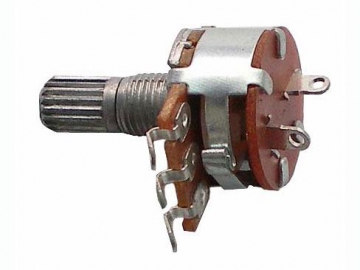 Potenciómetro con switch 16mm de eje metal, 500 ohm, WH148-K4-10