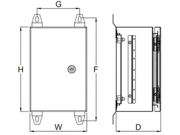 Gabinete eléctrico con pestillo giratorio (acero inoxidable, montado en pared, IP66)