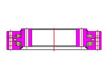 Corona de orientación con rodamiento de rodillos cilíndricos de tres hileras