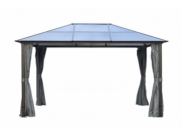 Gazebo/Cenador de techo duro de policarbonato con postes de aluminio 12' x 10'