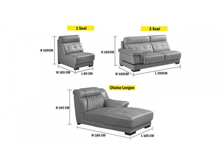 Sofá de piel contemporáneo GF055