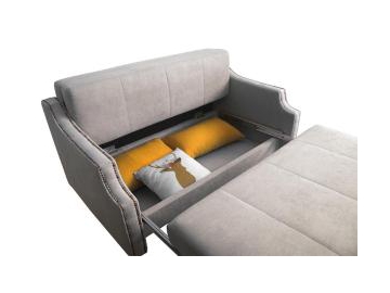 Sofá cama de tela plegable con lugar para almacenamiento