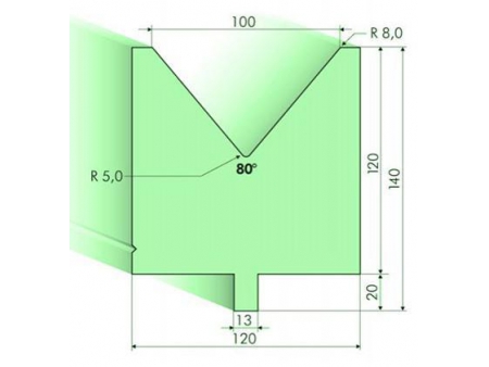 Matrices 80°, H=120mm, Utillaje para plegadora Trumpf