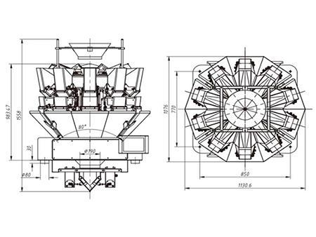 Pesadora Multicabezal Modular Circular JW-A para productos de flujo libre (10, 14 cabezales opcionales;10-1000g、10-1500g;1.6L、2.5L、5L）