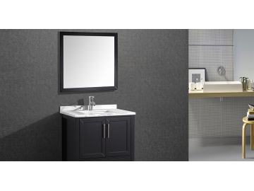 Mueble de Baño, Fondo Reducido con 2 Puertas y Espejo Cuadrado - M6505