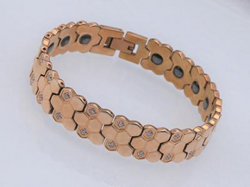 Pulsera Magnética, de Acero Inoxidable en Color Dorado - S1047-1