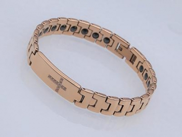 Pulsera Magnética, de Acero Inoxidable con Incrustaciones de Zirconia Cúbica - S1419-1