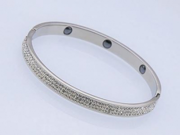 Pulsera Magnética, de Acero Inoxidable con Incrustaciones de Zirconia Blanca - H380-1