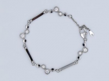 Pulsera Magnética, de Acero Inoxidable con Barras Magnéticas e Incrustaciones de Zirconia - S1421