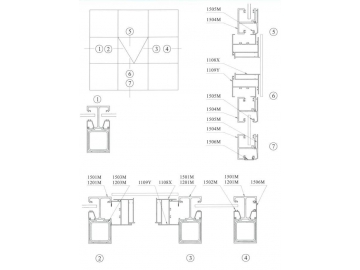 Perfil de aluminio para paño fijo modelo 120, 140, 150