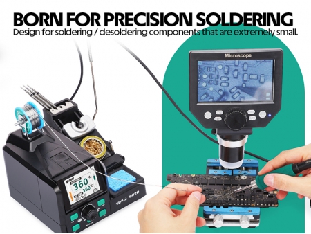 Estación de soldadura de precisión multifuncional YIHUA 982D con mango para soldador C210/C245