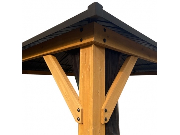 Cenador de madera con techo de acero galvanizado 14' x 12'