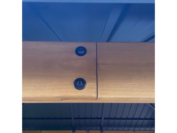 Cenador de madera con techo de acero galvanizado 14' x 12'