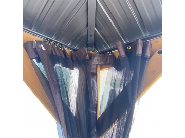 Cenador de madera con techo de acero galvanizado 14' x 12'