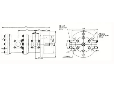 Bomba de paletas de desplazamiento fijo doble