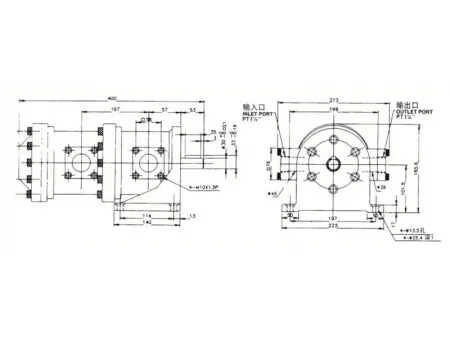 Bomba de paletas de desplazamiento fijo doble