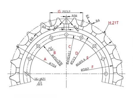 Rueda dentada para excavadora Volvo EC290