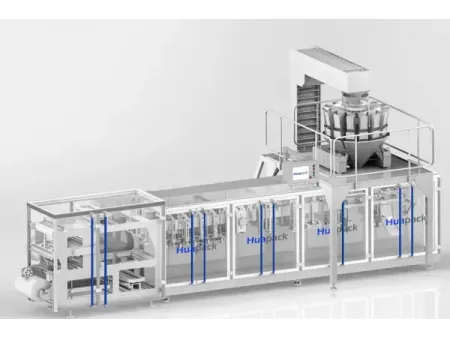 Envasadora horizontal para bolsas stand up con zipper, llenado con 1 boquilla