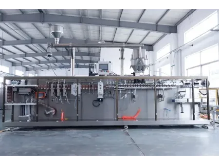 Envasadora horizontal de bolsas planas, llenado con 2 boquillas