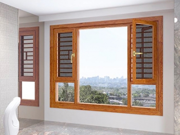 Ruptura térmica, ventana de apertura hacia afuera con pantalla