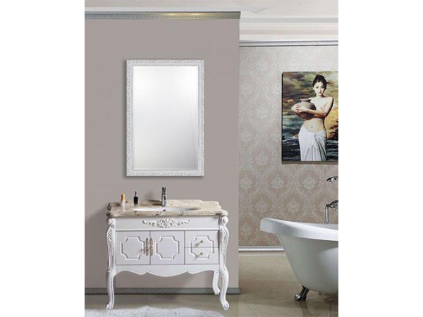 Espejo rectangular con marco de madera para baño | Yingfeng